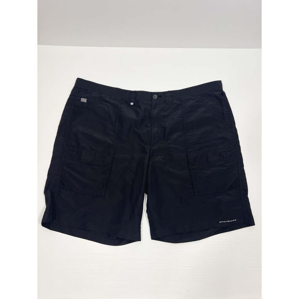 Columbia PFG Shorts Mens Size 44 Black Permit II Quick-Dry Nylon Cargo *READ*